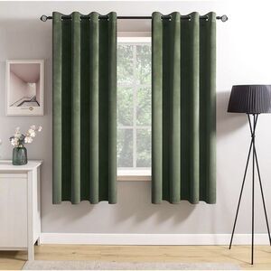 MIULEE Green Velvet Blackout Curtains 52x63 Set Grommet Thermal Panels